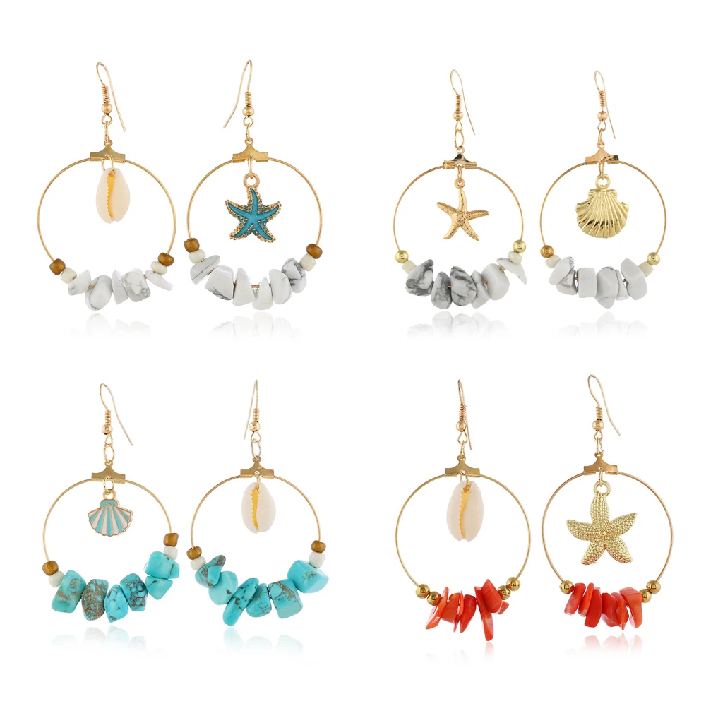 Trendy Big Circle Earrings With Stone Beads Punk Gold Alloy Sea Starfish Shell Drop Earring Charms Drop Earrings Ear Jewelry
Trendy Big Circle Earrings With Stone Beads Punk Gold Alloy Sea Starfish Shell Drop Earring Charms Drop Earrings Ear Jewelry