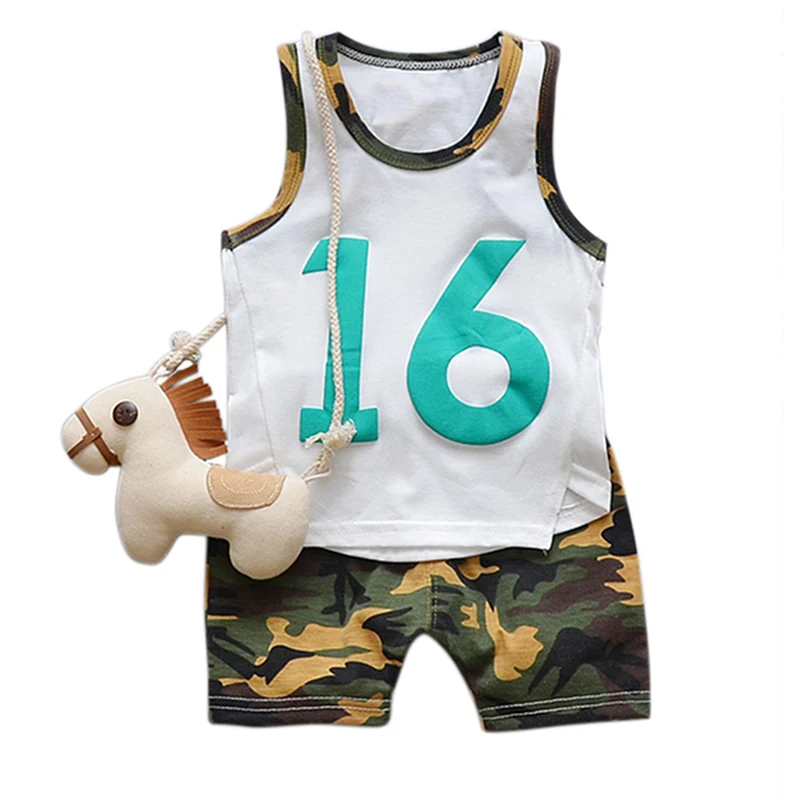 Boys Clothes Set Summer Number 16 Print Vest+Camouflage Shorts Kid Clothes Suit Hot Selling Clothing New Style
Boys Clothes Set Summer Number 16 Print Vest+Camouflage Shorts Kid Clothes Suit Hot Selling Clothing New Style