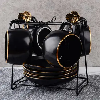 European Coffee Tea Set Household Simple Creative Black Personality 4 Piece Set Send Cup Dish Spoon Ceramic Water Cups
European Coffee Tea Set Household Simple Creative Black Personality 4 Piece Set Send Cup Dish Spoon Ceramic Water Cups
