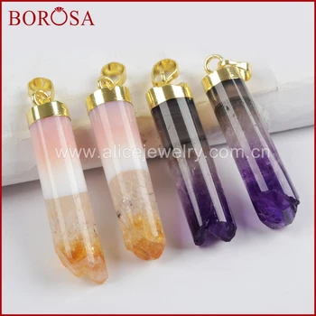 BOROSA 5/10PCS Gold Color Multi-kind Natural Stone Amethysts ci-trine Pendant Beads Druzy Quartz Pendants for Necklace DIY WX876
BOROSA 5/10PCS Gold Color Multi-kind Natural Stone Amethysts ci-trine Pendant Beads Druzy Quartz Pendants for Necklace DIY WX876