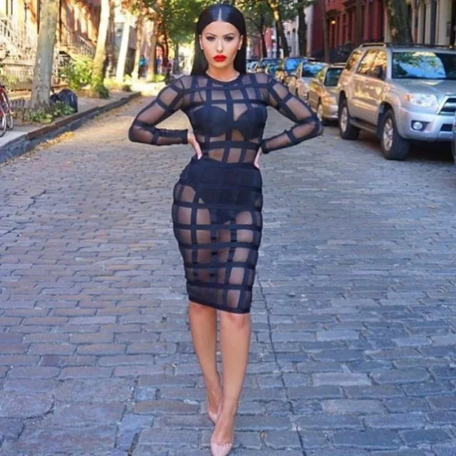 Bandage Dress Factory Black Grid Mesh Long Sleeve Sexy Women HL Perspective Rayon Bodycon Bandage Dress
Bandage Dress Factory Black Grid Mesh Long Sleeve Sexy Women HL Perspective Rayon Bodycon Bandage Dress