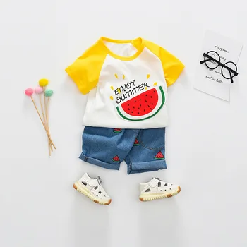 Stylish Baby Boys Girls Summer Clothes Fruit Watermelon T Shirt + Denim Shorts Outfit Clothing Toddler Girl Kid Cartoon Suit
Stylish Baby Boys Girls Summer Clothes Fruit Watermelon T Shirt + Denim Shorts Outfit Clothing Toddler Girl Kid Cartoon Suit