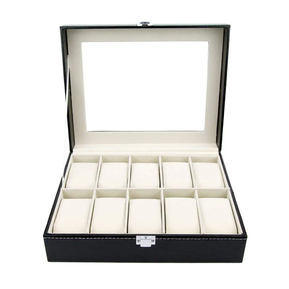 SZanbana Watch Box Display Case Organizer - 10 Slot Luxury Set with Glass Top Pu Leather Velvet Pillows Metal Lock
SZanbana Watch Box Display Case Organizer - 10 Slot Luxury Set with Glass Top Pu Leather Velvet Pillows Metal Lock