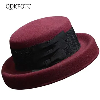 QDKPOTC 2018 High Quality New 100%wool Female Fedora Hat Lace Solid Dome Wool Felt Hats Women Bucket Elegant Noble Fedoras
QDKPOTC 2018 High Quality New 100%wool Female Fedora Hat Lace Solid Dome Wool Felt Hats Women Bucket Elegant Noble Fedoras