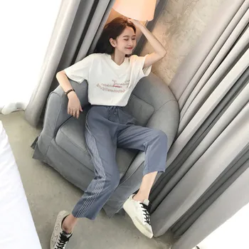 Summer Xxxxl Plus Size Women O-neck Pullover Tops Elastic Waist Ankle-length Pants Women Sets Clothes Casual And Brief
Summer Xxxxl Plus Size Women O-neck Pullover Tops Elastic Waist Ankle-length Pants Women Sets Clothes Casual And Brief