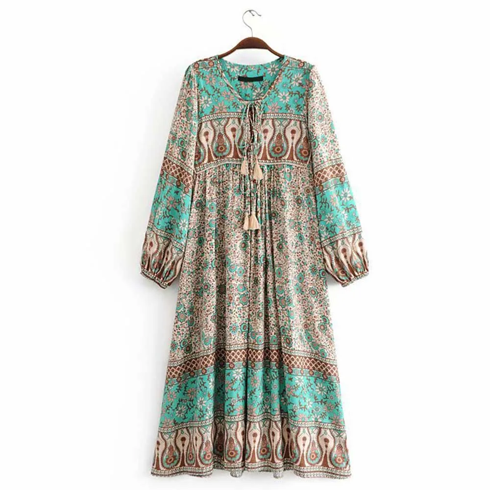 ANSFX Bohemian Ethnic Lacing up Stream Tassel V-Neck Location Paisley Floral Print Dress Woman Long Lantern Sleeve Long Dress
ANSFX Bohemian Ethnic Lacing up Stream Tassel V-Neck Location Paisley Floral Print Dress Woman Long Lantern Sleeve Long Dress