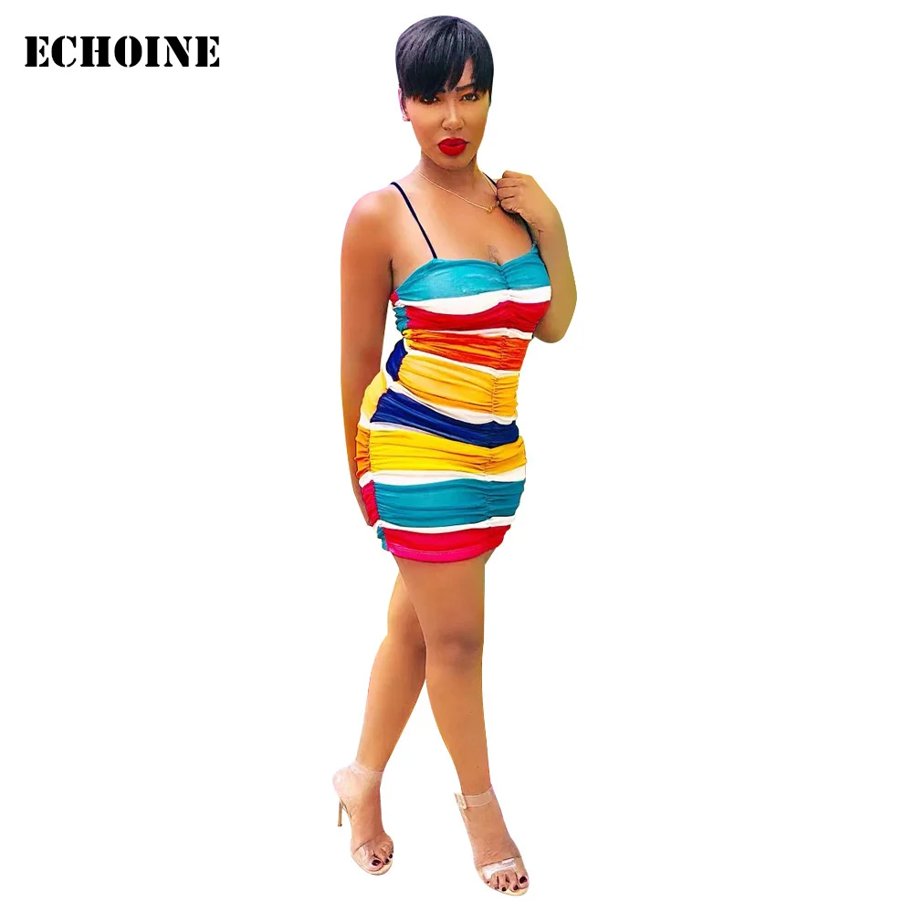 Colorful Striped Print Spaghetti Strap Mini Dress Sexy Bodycon Fold Club Dress Club Wear Outfit Elegant Sleeveless Party Vestido
Colorful Striped Print Spaghetti Strap Mini Dress Sexy Bodycon Fold Club Dress Club Wear Outfit Elegant Sleeveless Party Vestido