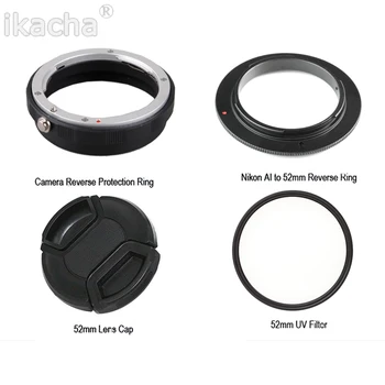 

4 In1 Macro Lens Reverse Adapter Protection Set for Nikon D80 D90 D3100 D3300 D5100 D5300 D5500 D7000 D7100 52mm UV Filter