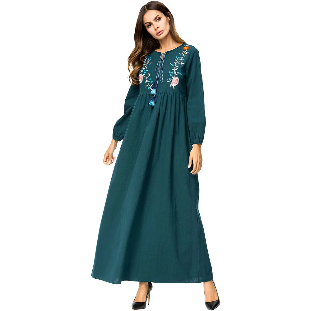 Floral Embroidery Maxi long dress Spring Autumn 2018 high waist draped design swing dress Vintage tassel drawstring 4XL
Floral Embroidery Maxi long dress Spring Autumn 2018 high waist draped design swing dress Vintage tassel drawstring 4XL