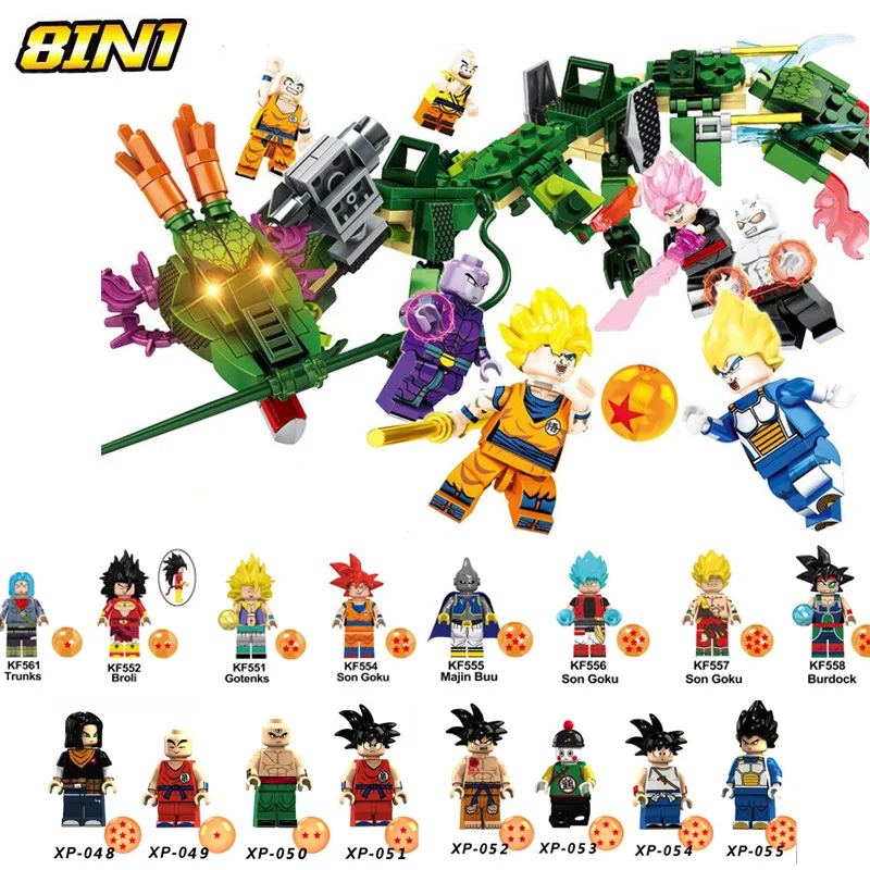8pcs Mini Block Dragon Ball Figure Z Son Goku Vegeta Violett Krillin Dragon Building Blocks Cartoon Toys For Children
8pcs Mini Block Dragon Ball Figure Z Son Goku Vegeta Violett Krillin Dragon Building Blocks Cartoon Toys For Children
