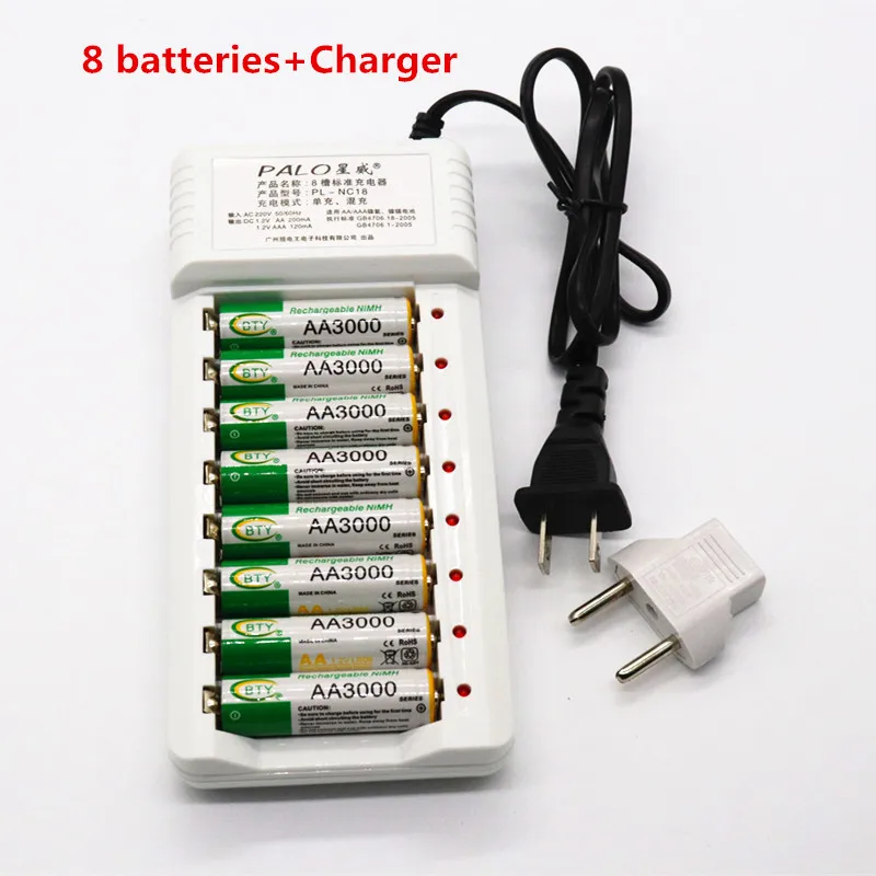 

Daweikala AA Battery 3000 1.2V Quanlity Rechargeable Battery AA 3000mAh BTY NI-MH 1.2V Rechargeable 2A Battery 3000mAh+Charger