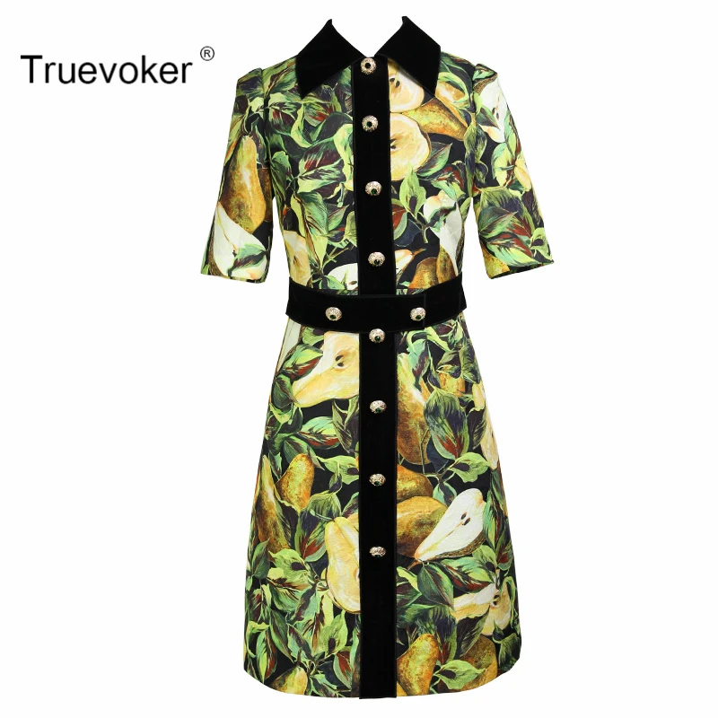 Truevoker Autumn Designer Dress Women's High Quality Turn Down Collar Green Fruit Printed Velvet Patchwork Jacquard Vestido
Truevoker Autumn Designer Dress Women's High Quality Turn Down Collar Green Fruit Printed Velvet Patchwork Jacquard Vestido
