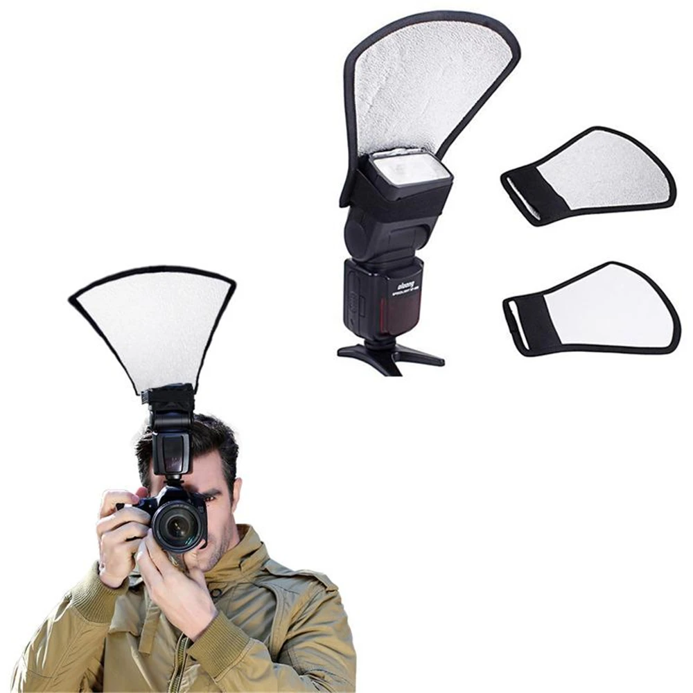 Camera Flash Silver Reflector Bounce Card Diffuser External Softbox Speedlite Photography DSLR Camera Accessory