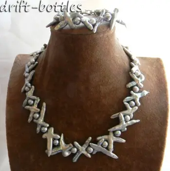 Nature 19'' 35MMX20MM Gray Baroque Round Freshwater Pearl Necklace Bracelet Set
Nature 19'' 35MMX20MM Gray Baroque Round Freshwater Pearl Necklace Bracelet Set