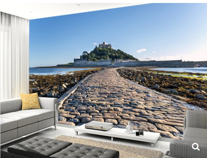 Пользовательские пейзажные обои St Michaels Mount Cornwall 3D современные для гостиной
