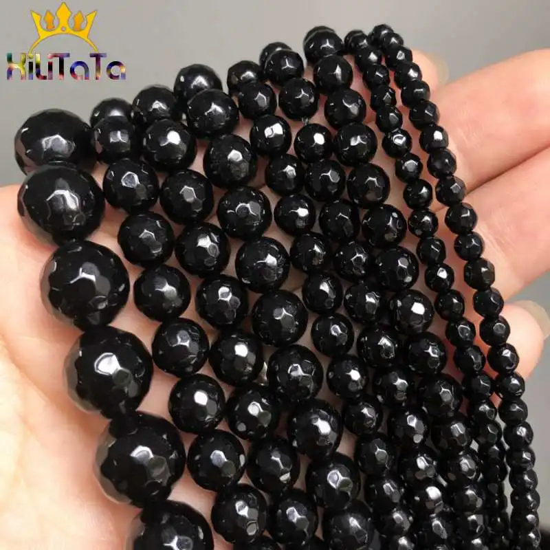 Natural Faceted Black Agates Onyx Stone Beads Round Loose Spacer Beads For Jewelry Making DIY Bracelet 15'' Strand 4/6/8/10/12mm
Natural Faceted Black Agates Onyx Stone Beads Round Loose Spacer Beads For Jewelry Making DIY Bracelet 15'' Strand 4/6/8/10/12mm