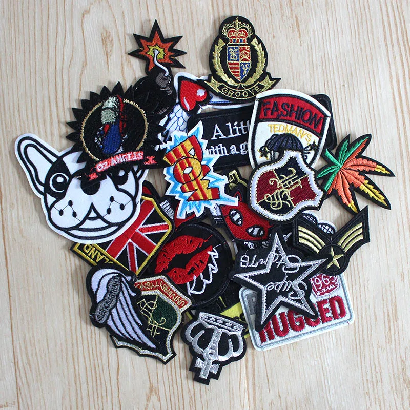 

25pcs /lot Random Embroidery Cloth Patch badges hot iron on Patches for Clothing DIY Stripes Stickers Appliques Handmade