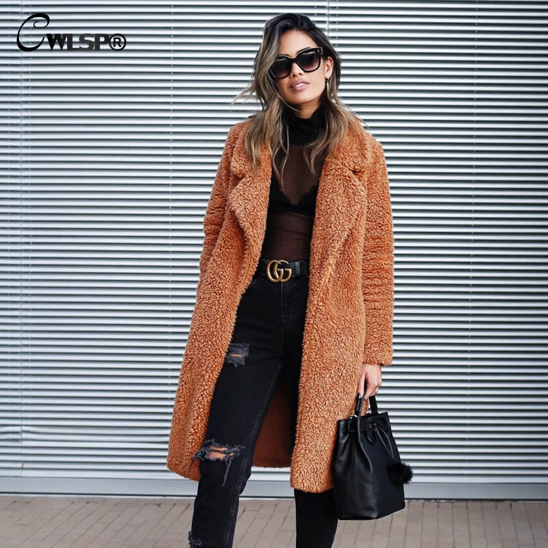 CWLSP Winter Elegant Turn Down Collar Faux Fur Coat Female Lapel Pocket Long Sleeve Warm Outwear Jaqueta Feminina QL4247
CWLSP Winter Elegant Turn Down Collar Faux Fur Coat Female Lapel Pocket Long Sleeve Warm Outwear Jaqueta Feminina QL4247