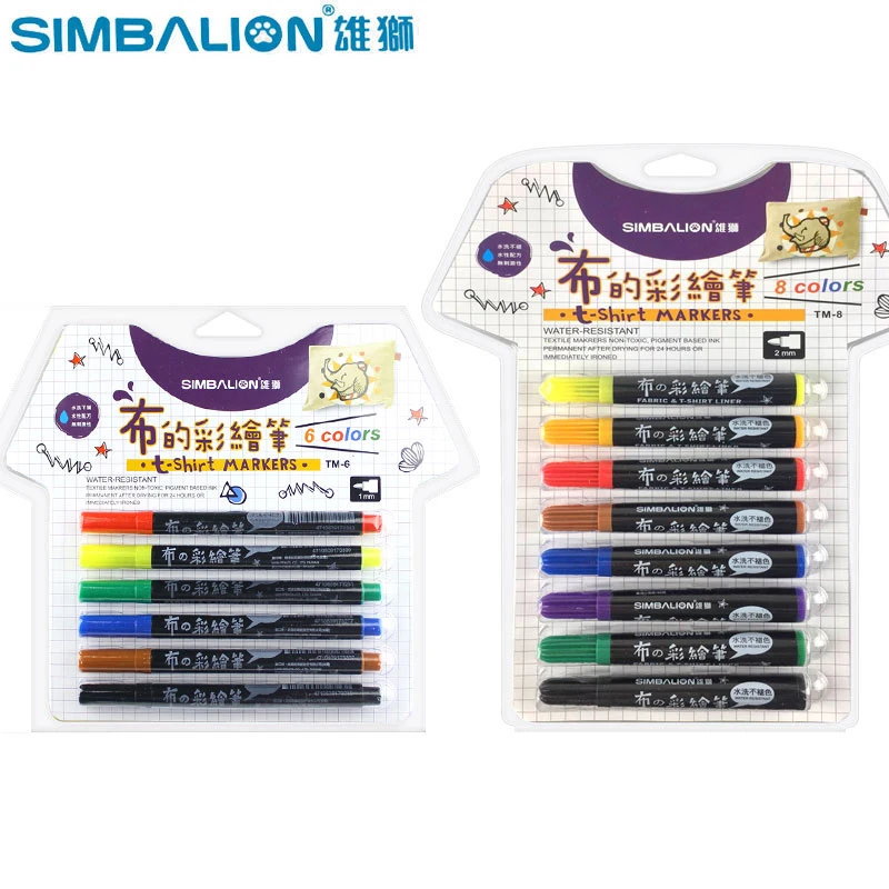 Simbalion Fabric and T-shirt Liner Textile Art Marker 8/6 colors set Permanent Ink Cloth Paint Color DIY Design
Simbalion Fabric and T-shirt Liner Textile Art Marker 8/6 colors set Permanent Ink Cloth Paint Color DIY Design