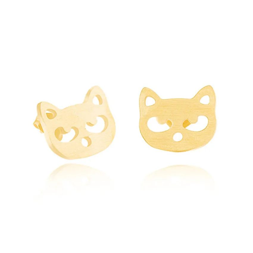 

New Charm Jewelry Cute Chic Gold Silver Fox Raccoon Face Stud Earrings Women Earrings Pendientes Brincos Best Gifts Earings