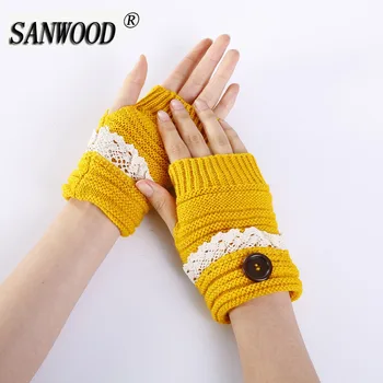 New 2017 Winter Accessory Women Lace Trim Fingerless Warm Gloves Button Knitted Mitten
New 2017 Winter Accessory Women Lace Trim Fingerless Warm Gloves Button Knitted Mitten