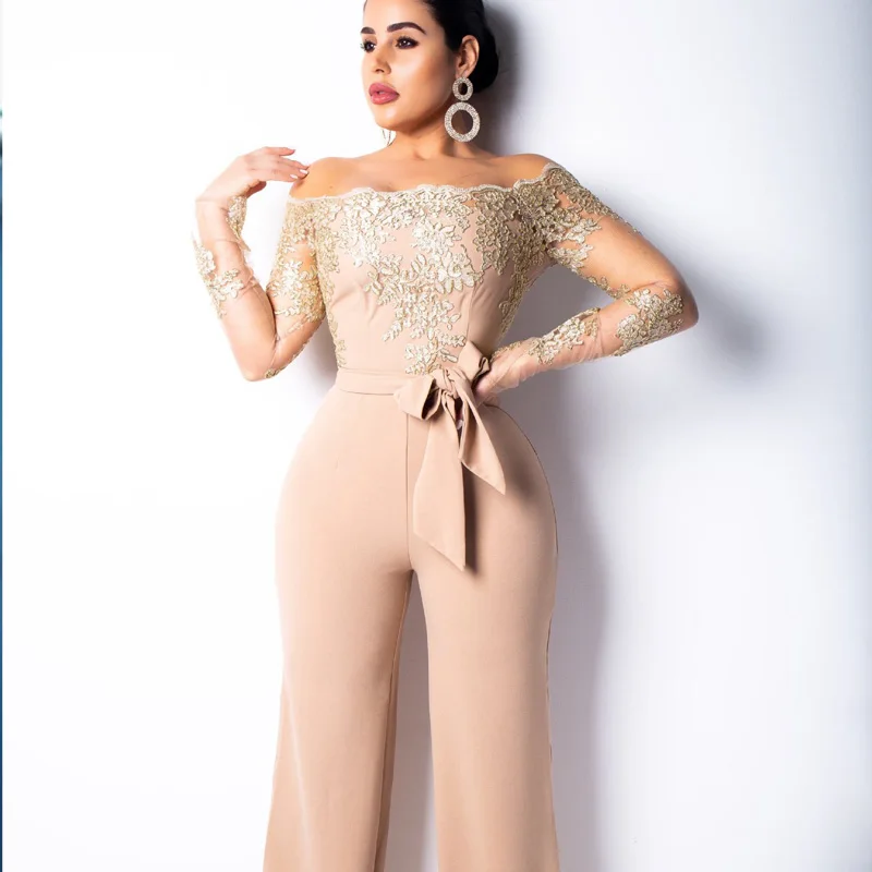 Autumn Off The Shoulder Sexy Lace Jumpsuit Women Floral Embroidery Long Sleeve Wide Leg Romper Elegant Sashes See Though Overall
Autumn Off The Shoulder Sexy Lace Jumpsuit Women Floral Embroidery Long Sleeve Wide Leg Romper Elegant Sashes See Though Overall