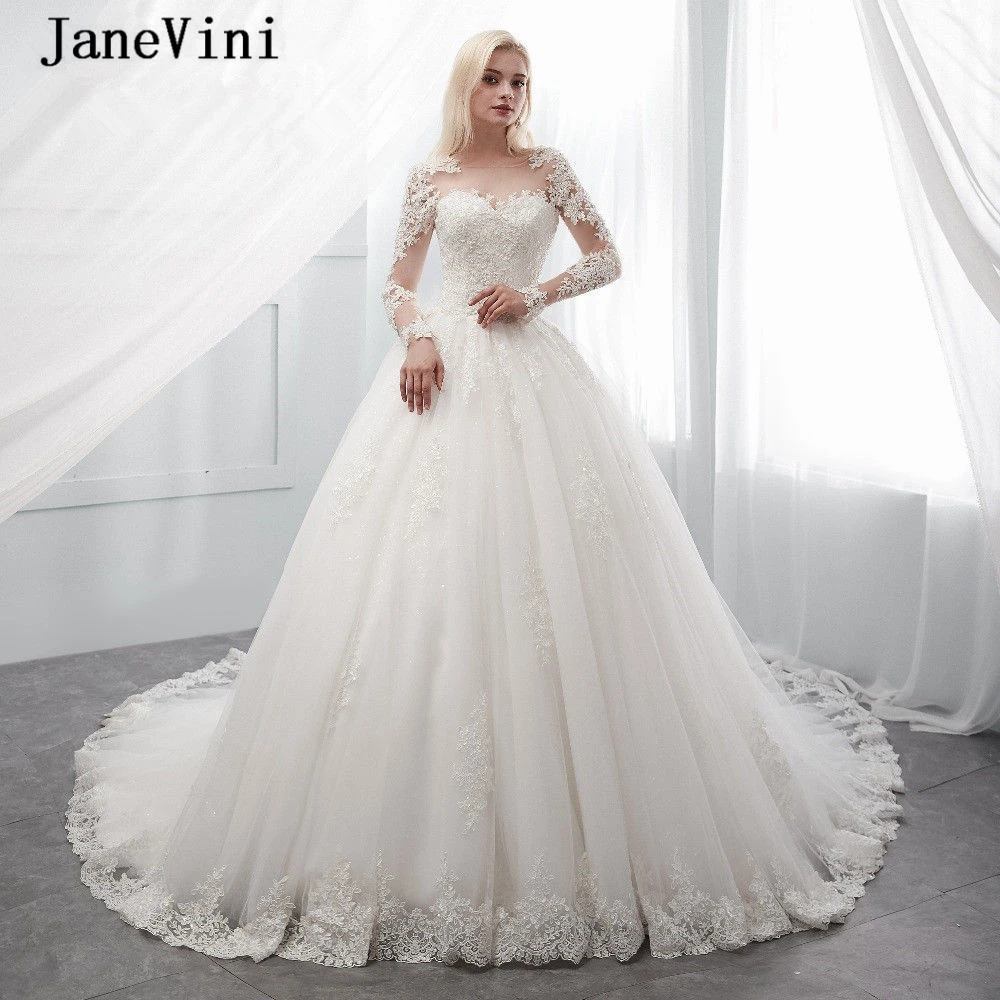 JaneVini New Elegant A Line Long Sleeves Wedding Dresses 2019 Luxury Lace Appliques Beaded Tulle Princess Bridal Gowns Plus Size
JaneVini New Elegant A Line Long Sleeves Wedding Dresses 2019 Luxury Lace Appliques Beaded Tulle Princess Bridal Gowns Plus Size