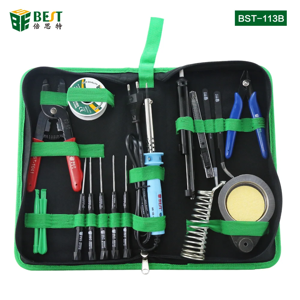 BST-113B 16pcs Multi-function Opening Pry Repair Tool set cell phone repair screwdriver set Electric Soldering Iron Tool Kit set
BST-113B 16pcs Multi-function Opening Pry Repair Tool set cell phone repair screwdriver set Electric Soldering Iron Tool Kit set
