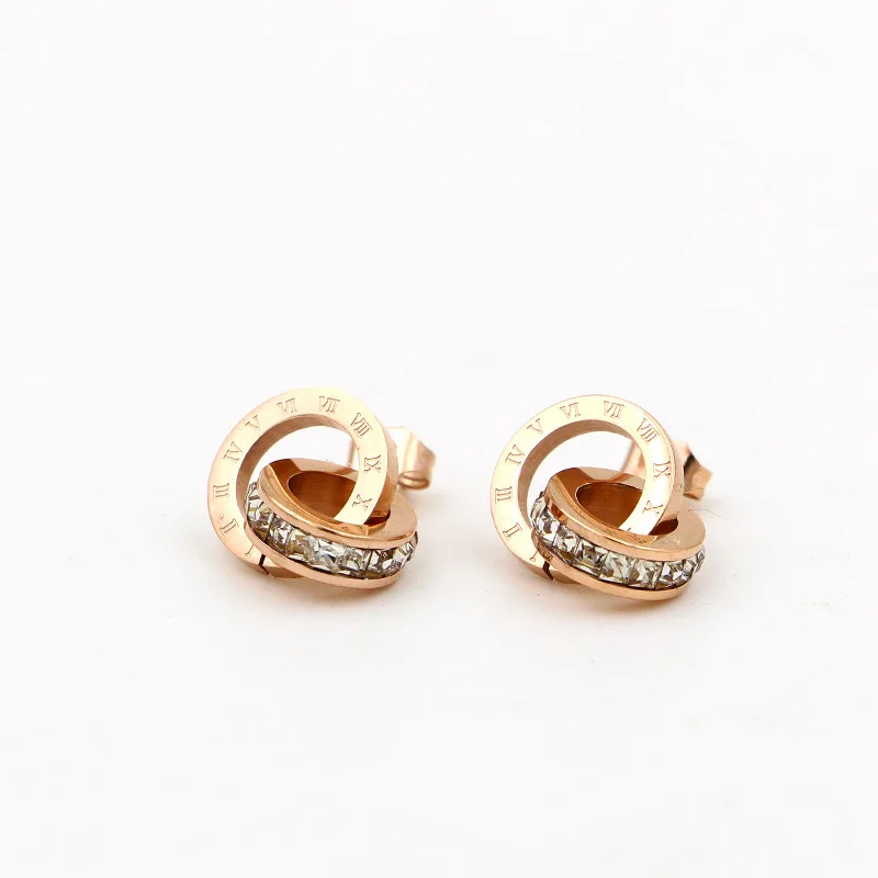 Fashion Stainless Steel Love Crystal Roman Numerals Double Circle Stud Earring Rose Gold Color Women Gift
Fashion Stainless Steel Love Crystal Roman Numerals Double Circle Stud Earring Rose Gold Color Women Gift