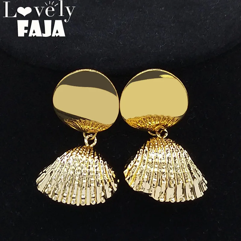 2019 Fashion Shell Stainless Steel Stud Ear Studs for Women Gold Color Big Earring Jewelry boucle d'oreille femme E612796
2019 Fashion Shell Stainless Steel Stud Ear Studs for Women Gold Color Big Earring Jewelry boucle d'oreille femme E612796