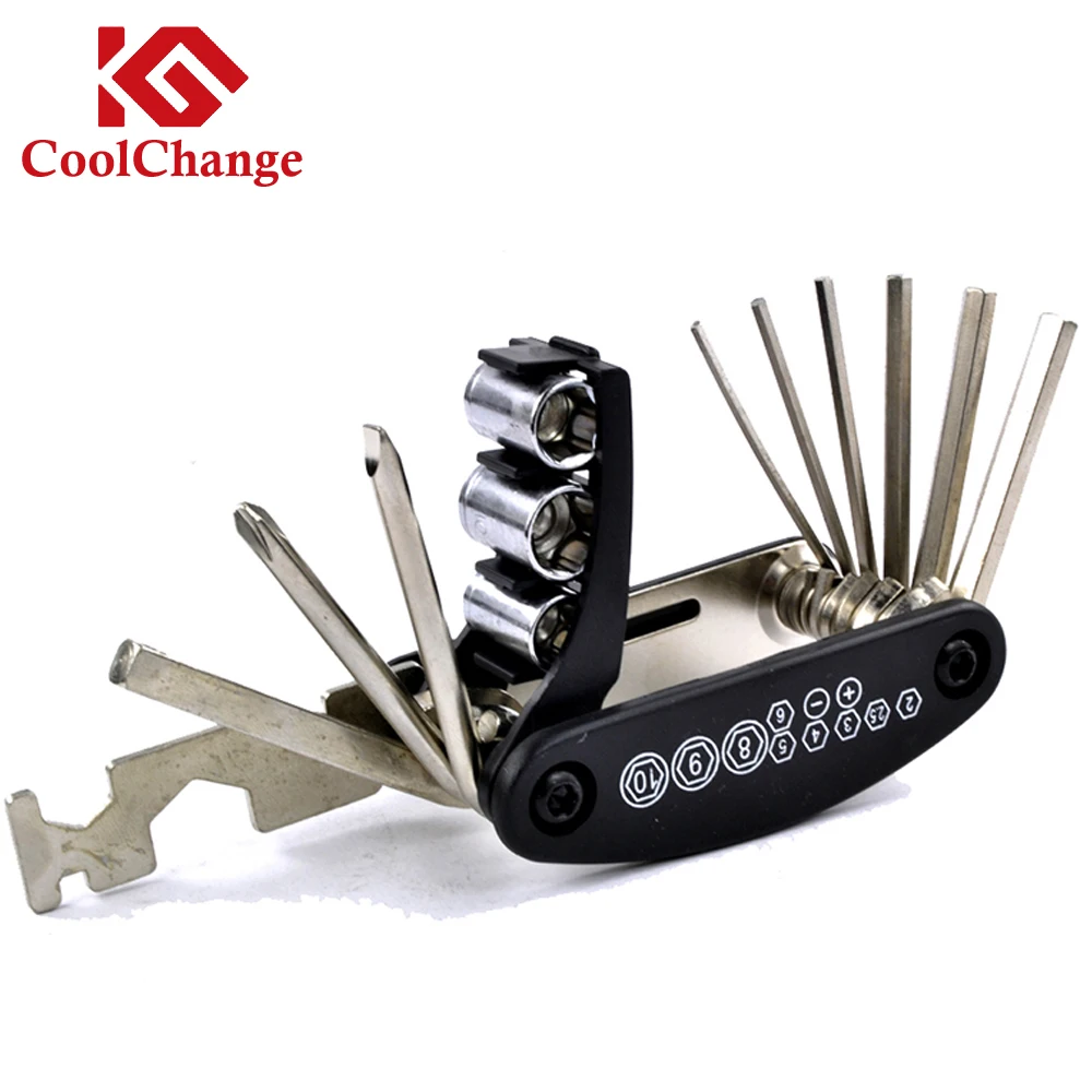 Coolchange Mountain Bicycle Repair Tools Set of Hex & Spoke & Wrench & Screwdriver 16-in-1