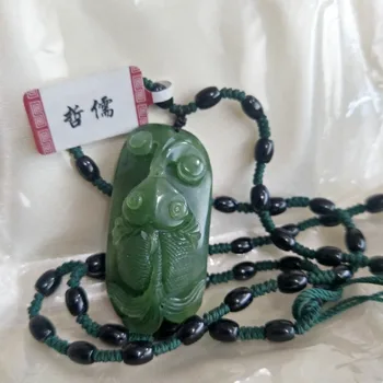 Zheru Jewelry The one and only Hand-carved natural Hetian Biyu Goldfish Pendant Necklace 
Zheru Jewelry The one and only Hand-carved natural Hetian Biyu Goldfish Pendant Necklace