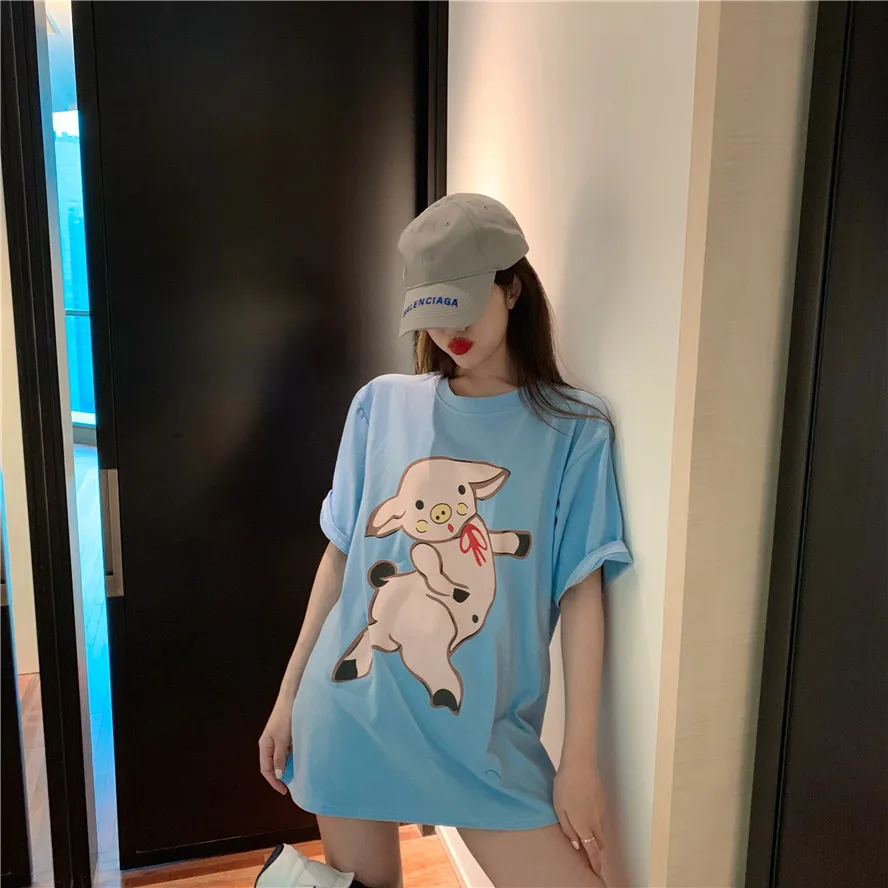 2019 spring korean style casual loose lucky blue cartoon pig o neck short sleeve t-shirts womens tee shirt femme (R5534)
2019 spring korean style casual loose lucky blue cartoon pig o neck short sleeve t-shirts womens tee shirt femme (R5534)