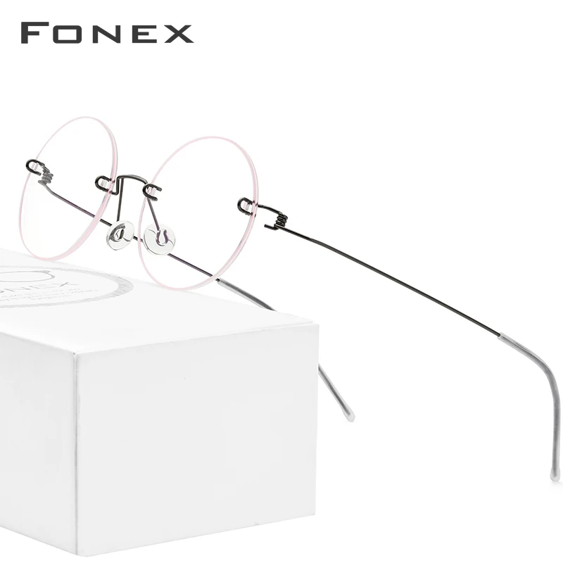 FONEX Screwless Eyewear Prescription Eyeglasses Women Rimless Round Myopia Optical Korean Titanium Alloy Glasses Frame Men 98620
FONEX Screwless Eyewear Prescription Eyeglasses Women Rimless Round Myopia Optical Korean Titanium Alloy Glasses Frame Men 98620