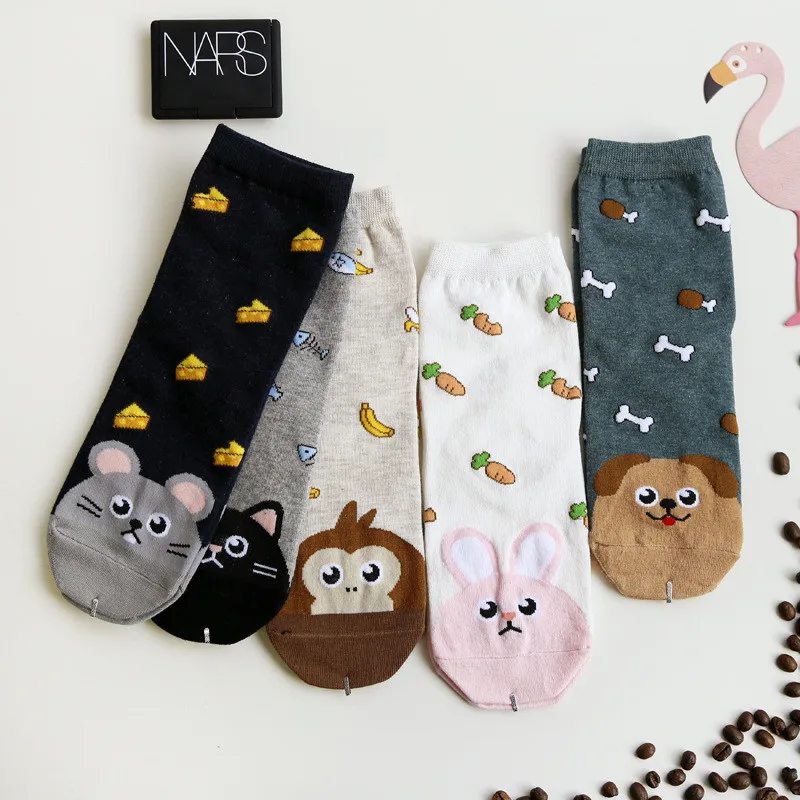 Cute Kawaii Woman Socks Cartoon Animals Cat Dog Funny Socks Cotton For Girl Ladies Women Tube Warm Winter Socks Calcetines Meias 11