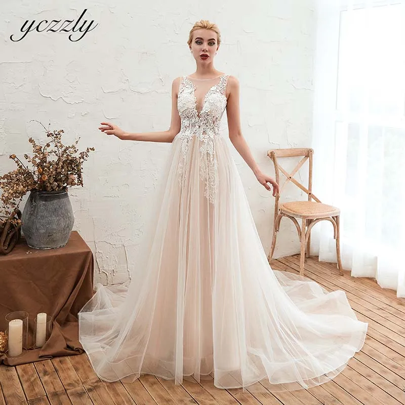 Vestido De Casamento Sexy O-neck Backless Lace Appliques Beach Wedding Dress Plus Size Boho Wedding Gowns Cheap Long Bride Dress
Vestido De Casamento Sexy O-neck Backless Lace Appliques Beach Wedding Dress Plus Size Boho Wedding Gowns Cheap Long Bride Dress