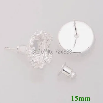 15mm New Silver tone Blank Bases Rond Bezel Tray Pin Stud Earrings Post w/ Bullet Stopper Settings Findings Bulk Wholesale
15mm New Silver tone Blank Bases Rond Bezel Tray Pin Stud Earrings Post w/ Bullet Stopper Settings Findings Bulk Wholesale