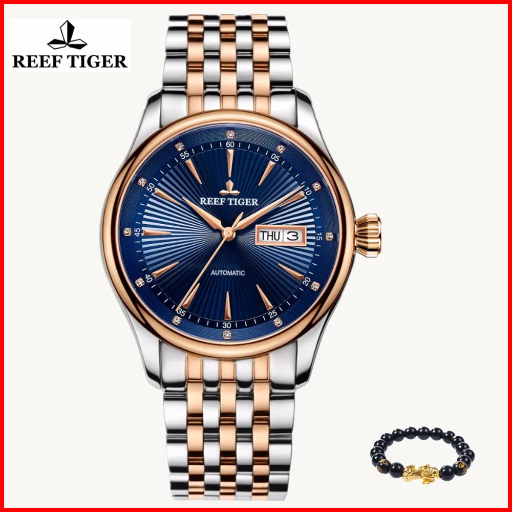 Reef Tiger/RT Fashion Mens Watches Sports Date Day Case Blue Dial Automatic 50M Waterproof Watch CLock Men Relogio Masculino
Reef Tiger/RT Fashion Mens Watches Sports Date Day Case Blue Dial Automatic 50M Waterproof Watch CLock Men Relogio Masculino