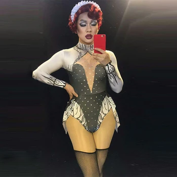 Spandex Printed Stretch Holographic Jumpsuit Rhinestones Bodysuit Women'S Beyonce Clothes Jazz Dance Costume Stage Outfit DL1028
Spandex Printed Stretch Holographic Jumpsuit Rhinestones Bodysuit Women'S Beyonce Clothes Jazz Dance Costume Stage Outfit DL1028