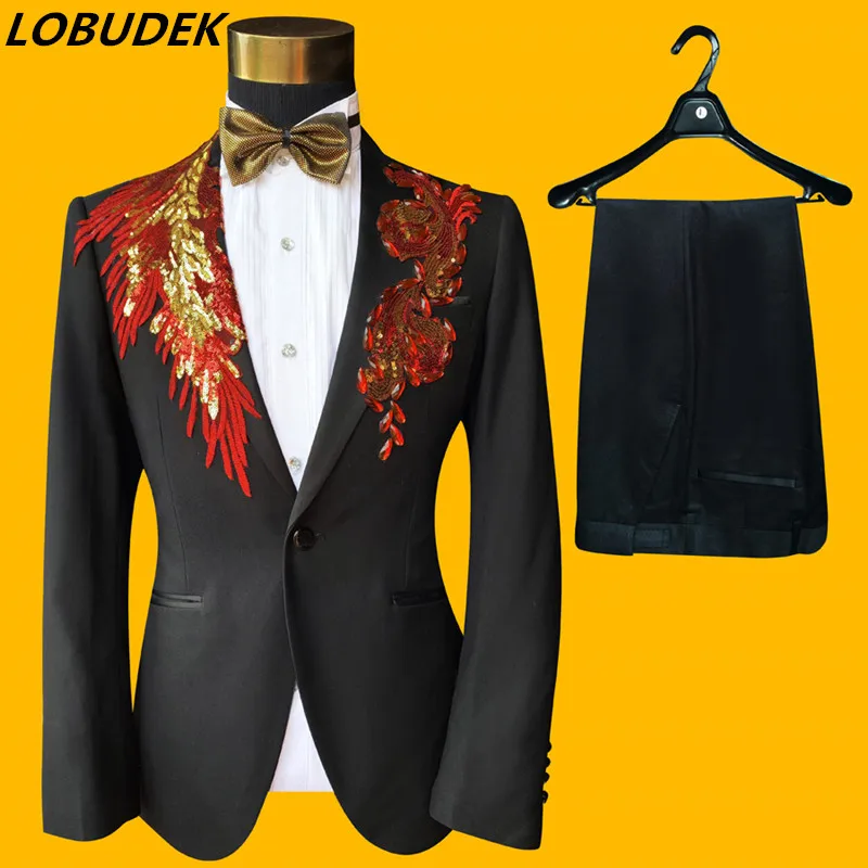 (Blazers+Pants) Formal Men's Suit Male Singer Host Stage Performance Set Wedding Party Dresses Fashion Sequins Crystals Suits
(Blazers+Pants) Formal Men's Suit Male Singer Host Stage Performance Set Wedding Party Dresses Fashion Sequins Crystals Suits