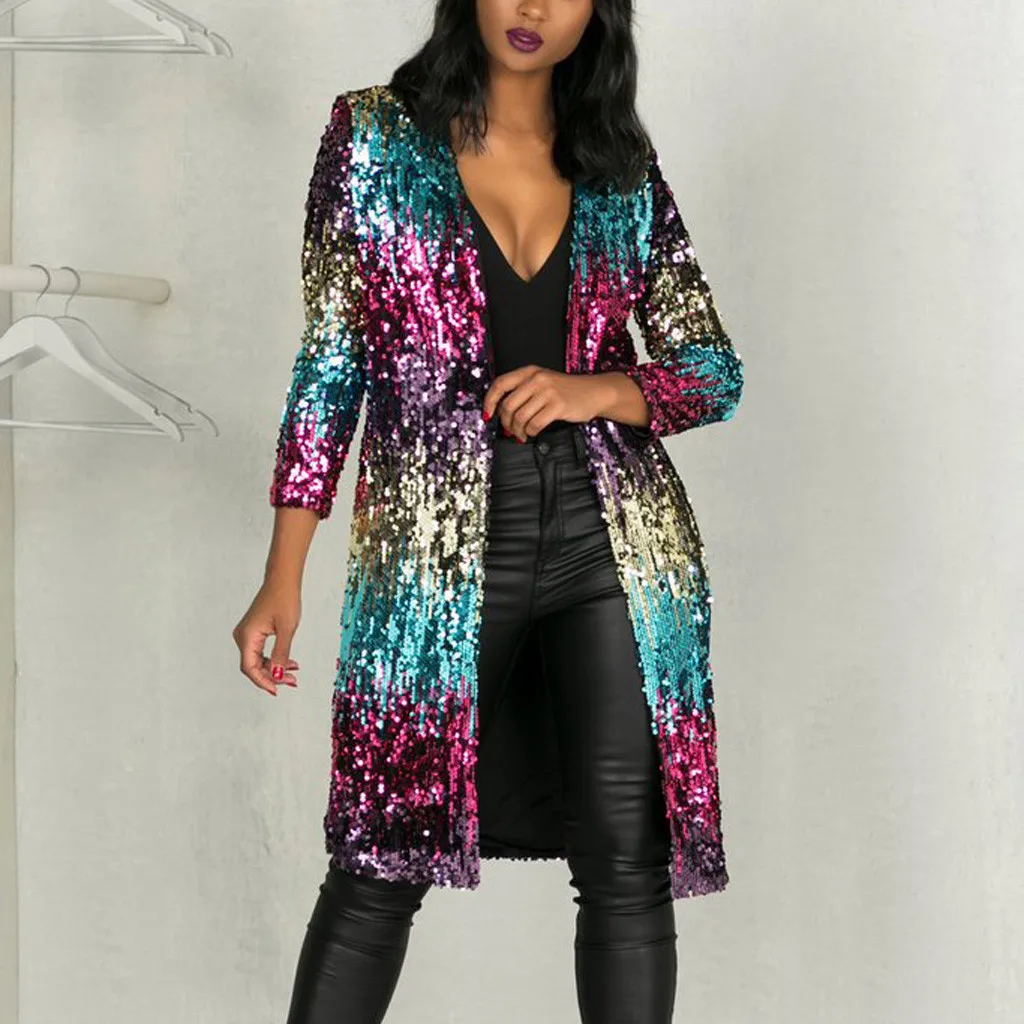 Women's Autumn Cover Up Long Sleeve Sequins Metallic Open Front Cardigan Coat Manteau Femme Coats And Jackets Women Hot Sales
Women's Autumn Cover Up Long Sleeve Sequins Metallic Open Front Cardigan Coat Manteau Femme Coats And Jackets Women Hot Sales