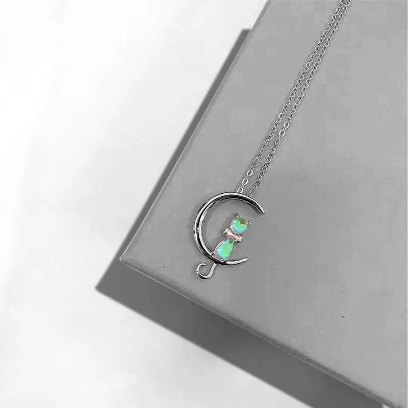 Lovely 925 Sterling Silver Blue Moonstone Pendant Necklace Moon Cat Shape Fine jewelry For Women Gift 2019 New
Lovely 925 Sterling Silver Blue Moonstone Pendant Necklace Moon Cat Shape Fine jewelry For Women Gift 2019 New
