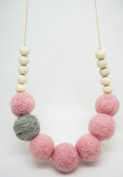 Felt necklace ball beaded pink and grey felt ball wooden beaded necklace NW485
Felt necklace ball beaded pink and grey felt ball wooden beaded necklace NW485