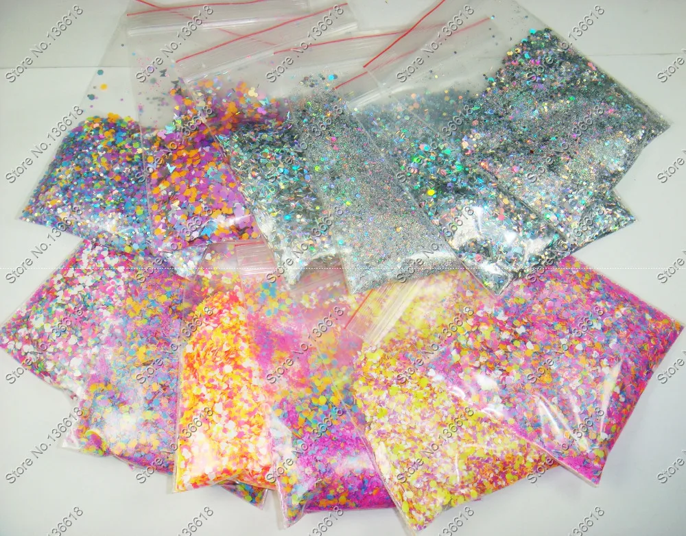 12Colors(=120gram) Holographic & NEON Solvent Resistant Glitter Mixed Shape Set for Nail Polish Making,Nail Art Glitter Crafts
12Colors(=120gram) Holographic & NEON Solvent Resistant Glitter Mixed Shape Set for Nail Polish Making,Nail Art Glitter Crafts