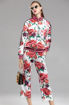 2019 Spring runway rose print jackets+pants leisure Chic women casual pantsuits D697
2019 Spring runway rose print jackets+pants leisure Chic women casual pantsuits D697