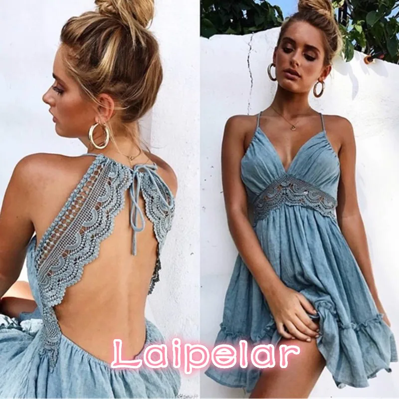 Sexy Crochet Lace Backless V Neck Summer Dress Women Strap Sleeveless Hollow Out Short Dress Casual Beach Party Dresses Vestidos
Sexy Crochet Lace Backless V Neck Summer Dress Women Strap Sleeveless Hollow Out Short Dress Casual Beach Party Dresses Vestidos
