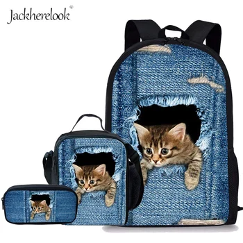 Jackherelook Cute Pocket Blue Denim Cat/Kitten Print 3PCS Set Schoolbags for Kids Boys Girls Casual Satchel Orthopedic Backpacks
Jackherelook Cute Pocket Blue Denim Cat/Kitten Print 3PCS Set Schoolbags for Kids Boys Girls Casual Satchel Orthopedic Backpacks