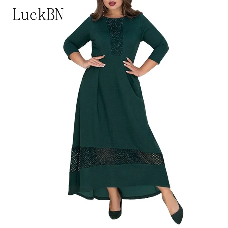 Sexy Party Women's Dress Elegant 3/4 Sleeve o Neck Maxi Long Dress Solid Plus Size 6XL Tunic Club Autumn Dress Vestidos 2019
Sexy Party Women's Dress Elegant 3/4 Sleeve o Neck Maxi Long Dress Solid Plus Size 6XL Tunic Club Autumn Dress Vestidos 2019