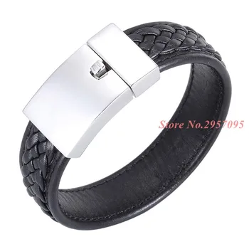 20mm Wide Men Jewelry Black Cuff Braided Leather Bracelet Men Stainless Steel Charm Christmas Gift
20mm Wide Men Jewelry Black Cuff Braided Leather Bracelet Men Stainless Steel Charm Christmas Gift