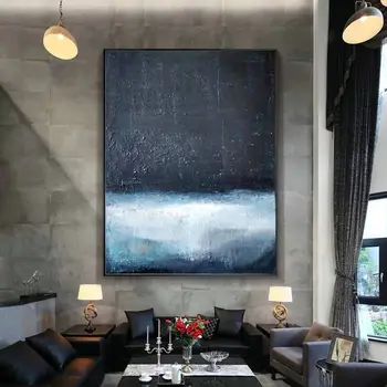 Hand painted Abstract Painting on Canvas Large blue black Art Black White Square Wall Art Acryl
Hand painted Abstract Painting on Canvas Large blue black Art Black White Square Wall Art Acryl